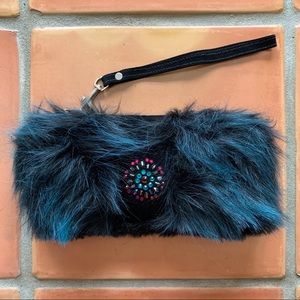 NWOT m. andonia Faux Fur Ombré Clutch / Wristlet